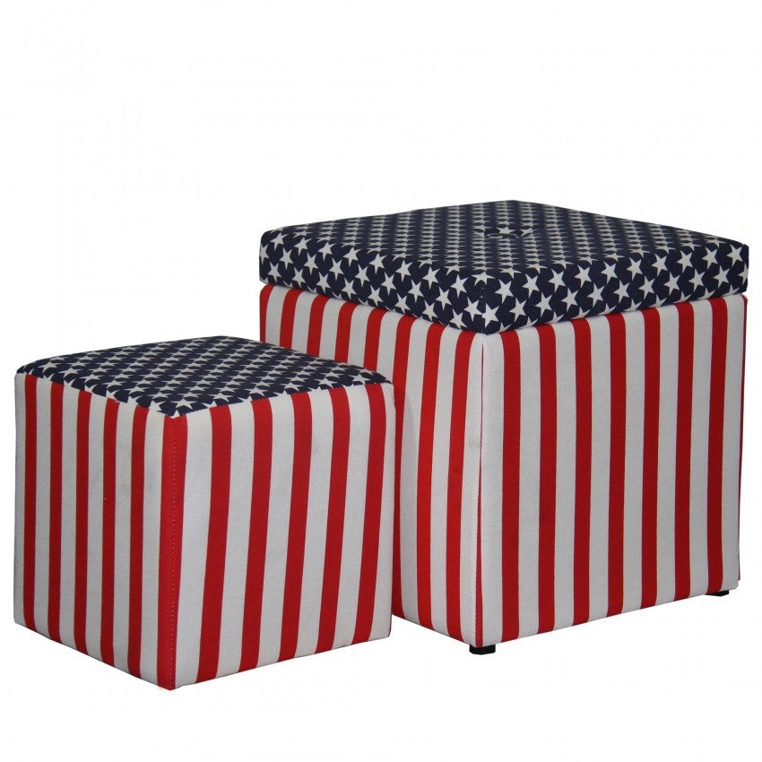 Patriotic Storage Ottoman + 1 Extra Seating 18"