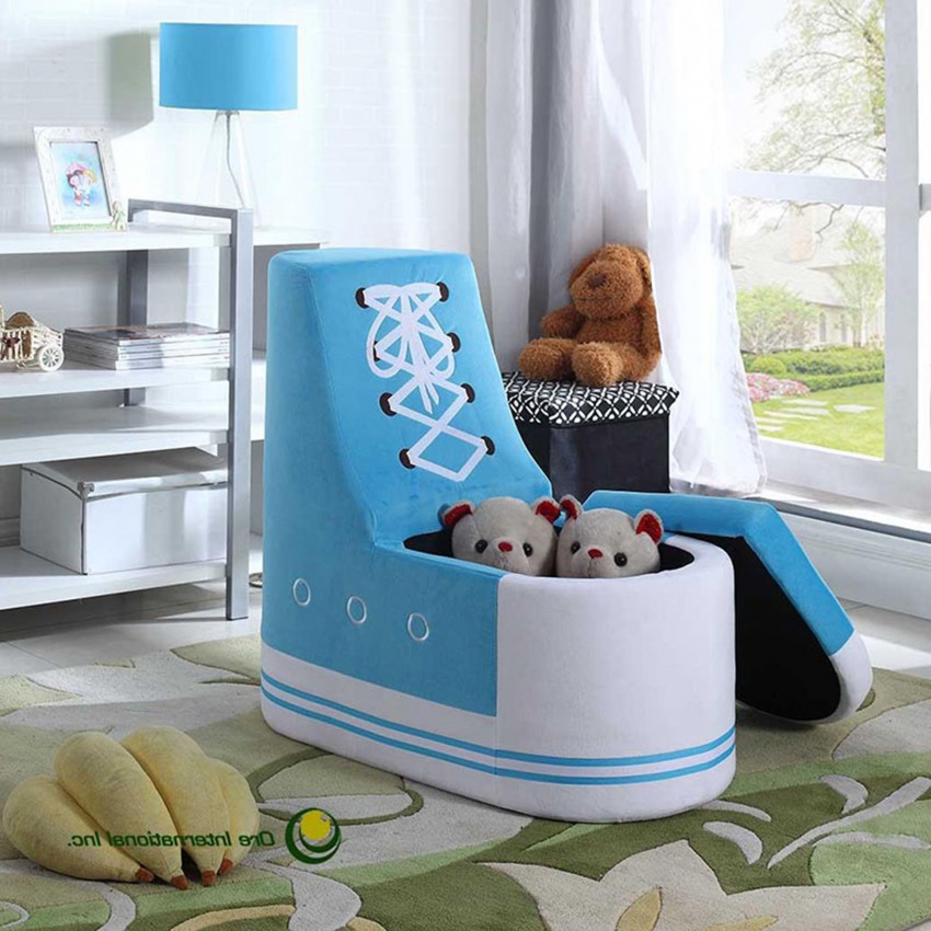 Baby Blue Sneaker Shoe Storage Chair 30"