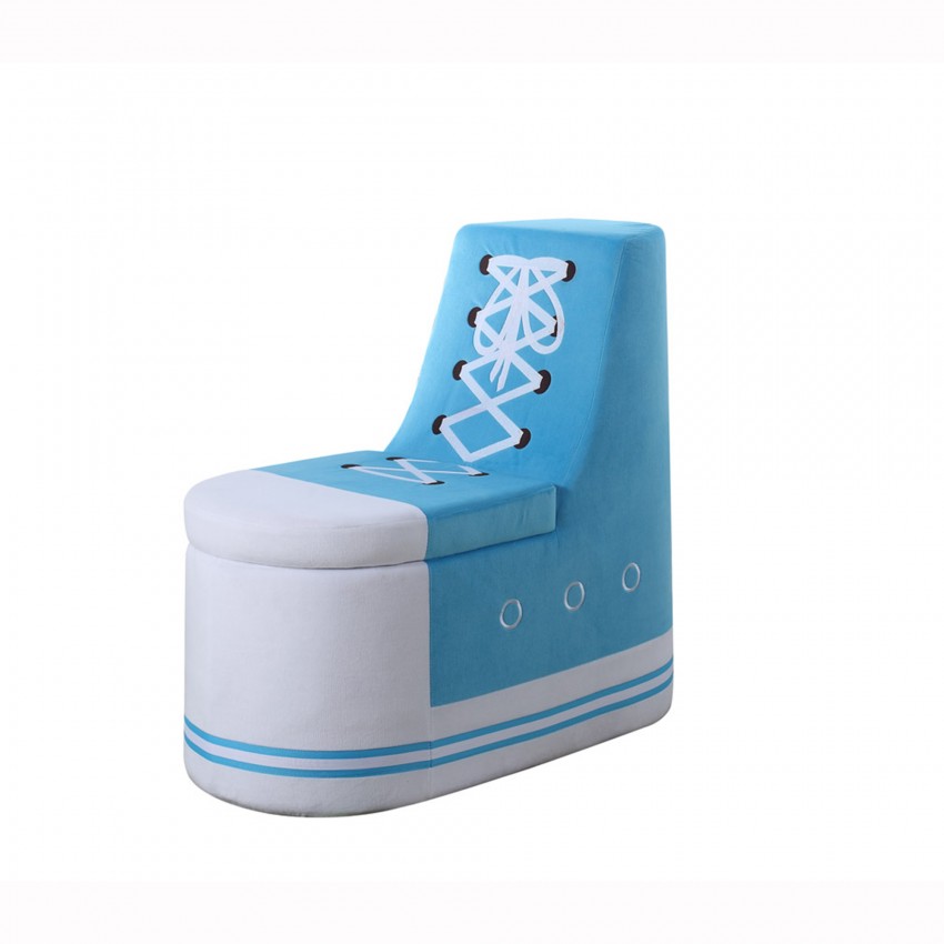 Baby Blue Sneaker Shoe Storage Chair 30"