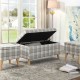 Grey Plaid Storage Bench + 2 Extra Storage Ottoman Seating 18"