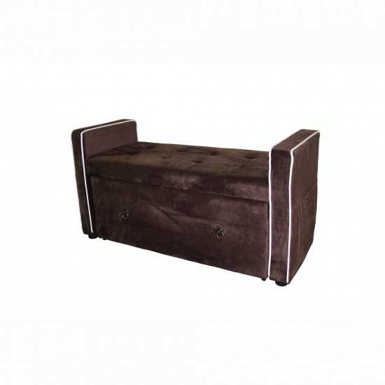 Brown Suede Shoe Pull Out Storage Bench 22