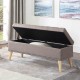 Dark Gray Mid-Century Tufted Storage Bench On Natural Legs 17"