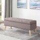 Dark Gray Mid-Century Tufted Storage Bench On Natural Legs 17"