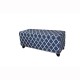 Diagonal Moroccan Stripes Denim Blue Storage Bench 18"