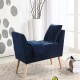 Navy Blue Mid-Century Storage Bench + Pillow And Blanket 27"