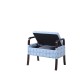 Monochrome Sky Blue Vanity Wooden Arm Storage Seat 23"
