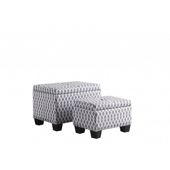 Gray/White Diamond Storage Ottoman + 1 Storage Seating 17