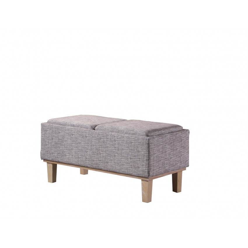 Grey Seat Flip Storage Bench W/ Unfinish Legs 17"