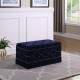 Indigo Blue Velvet Chrome Nailhead Studs Tufted Storage Bench + 2 Seatings 18.5"