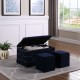 Indigo Blue Velvet Chrome Nailhead Studs Tufted Storage Bench + 2 Seatings 18.5"