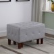 Light Gray Leatherette Allover Tufted Piping Trim Stackable Seating W/ Wooden Legs + 1 Seat 19.5"