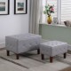 Light Gray Leatherette Allover Tufted Piping Trim Stackable Seating W/ Wooden Legs + 1 Seat 19.5"