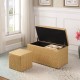 Yellow Gold Plaid Leatherette Marble Pattern Storage Ottoman Hidden Tray + 1 Seat 18"