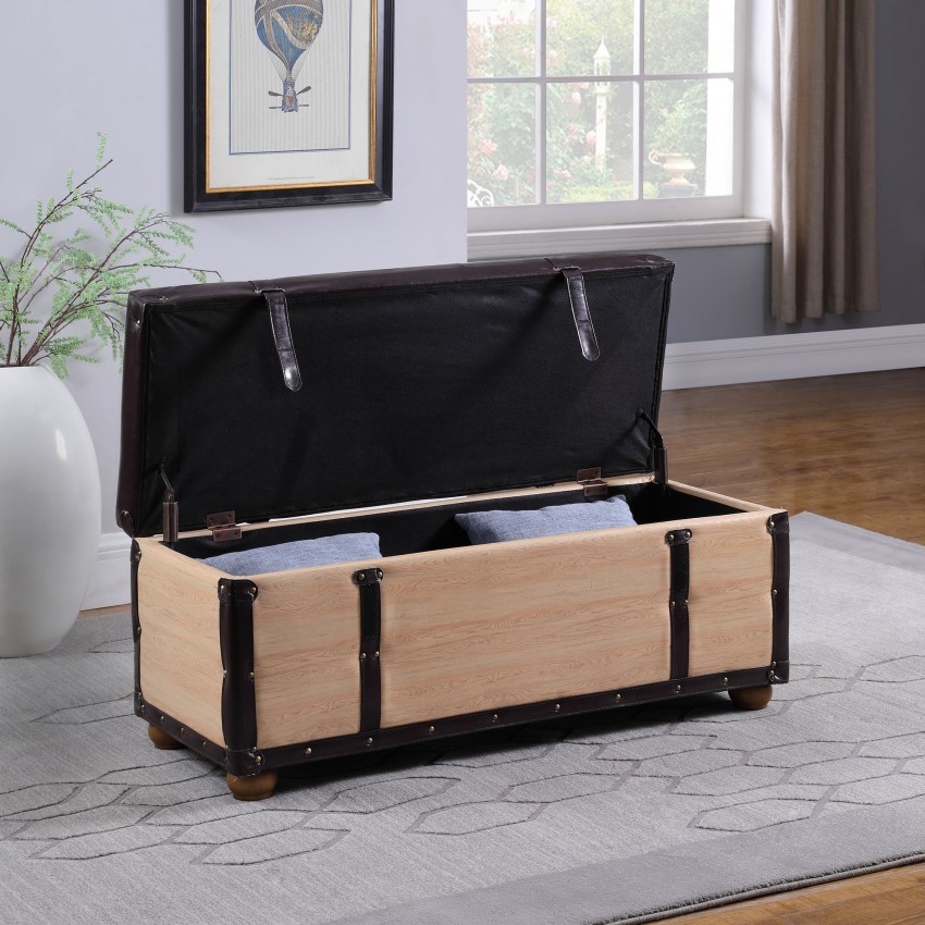 Wade Suitcase Bonded Leather Storage Bench