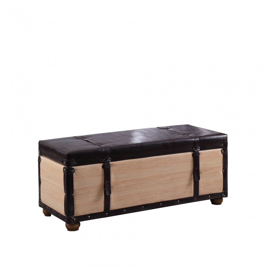 Wade Suitcase Bonded Leather Storage Bench