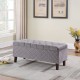 Fossil Gray Blue Shantelle Quilted Tufted Storage Bench 17.5"