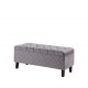 Fossil Gray Blue Shantelle Quilted Tufted Storage Bench 17.5"