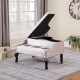 Beige Grand Piano Silver Nailheads Storage Ottoman 21"
