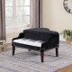 Navy Blue Grand Piano Silver Nailheads Storage Ottoman 21"