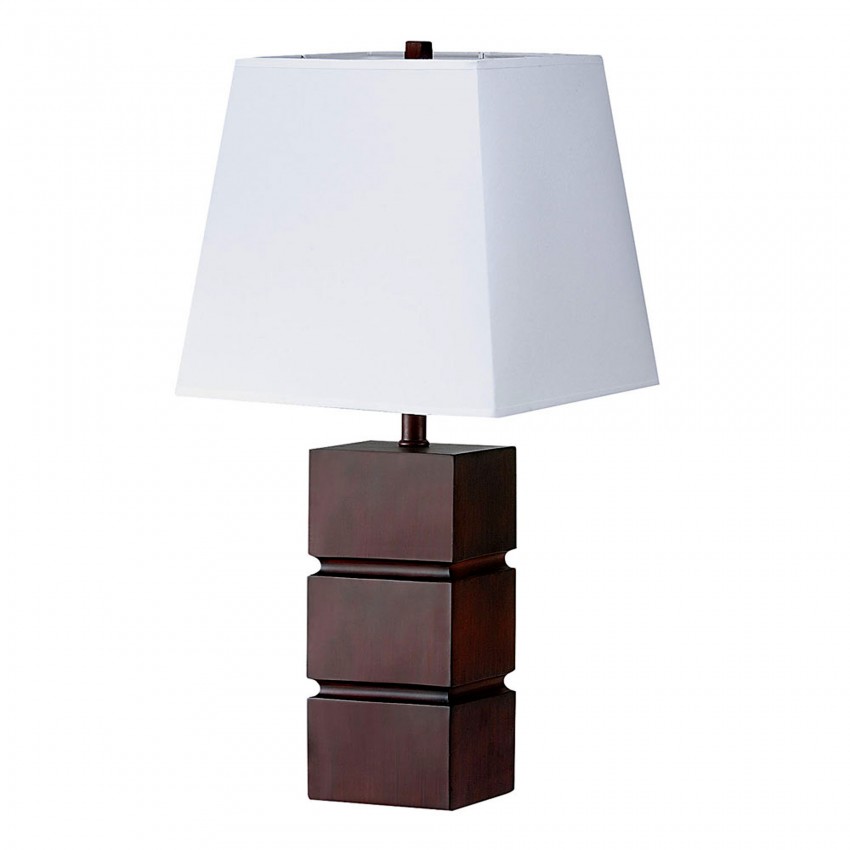 Walnut Retro Block Table Lamp 27.5"