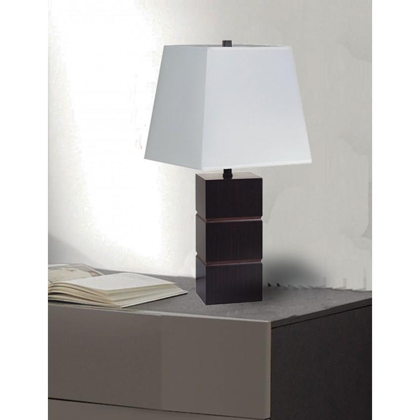 Walnut Retro Block Table Lamp 27.5"