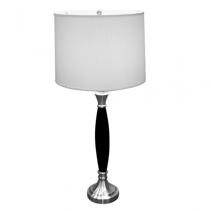 Wooden Table Lamp - Chrome 30"