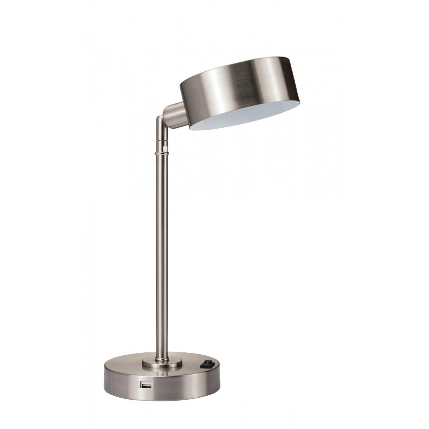 Cambert Brush Silver Led Table Lamp W/ Usb Port 15"