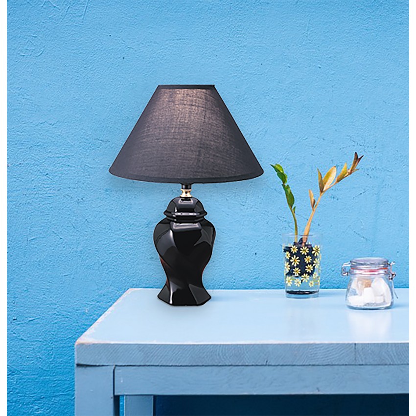 Ceramic Table Lamp - Black 13"