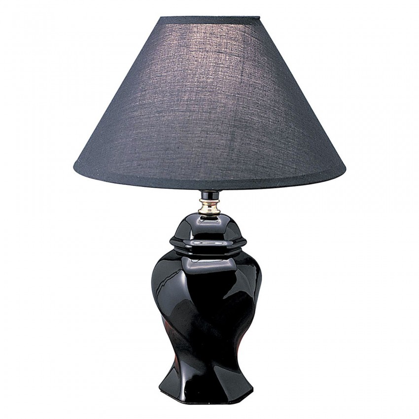 Ceramic Table Lamp - Black 13"