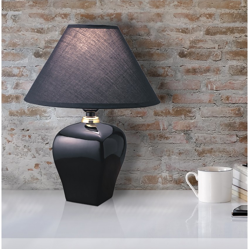 Ceramic Table Lamp - Black 13"