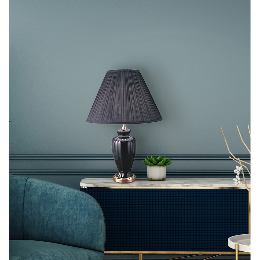Ceramic Table Lamp - Black 26"