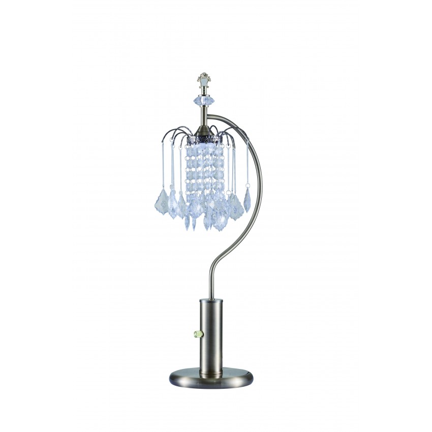 Ant Brass Table Lamp With Crystal-Inspired Shade 27"