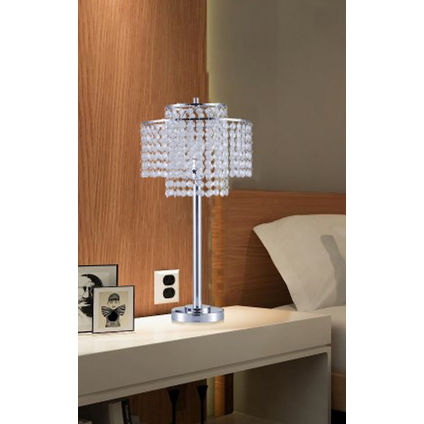2 Tier Holly Glam Silver Table Lamp W/ Charging Station And Usb Port 26"