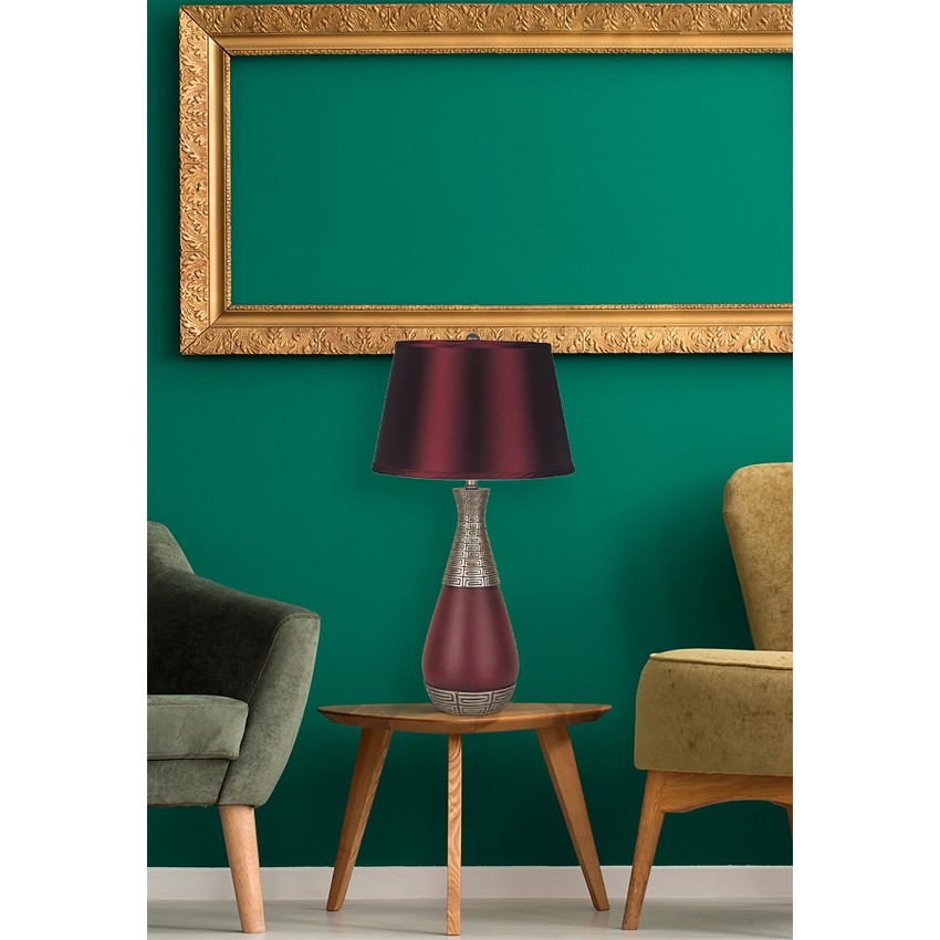 Unique Table Lamp - Burgundy 29.5"