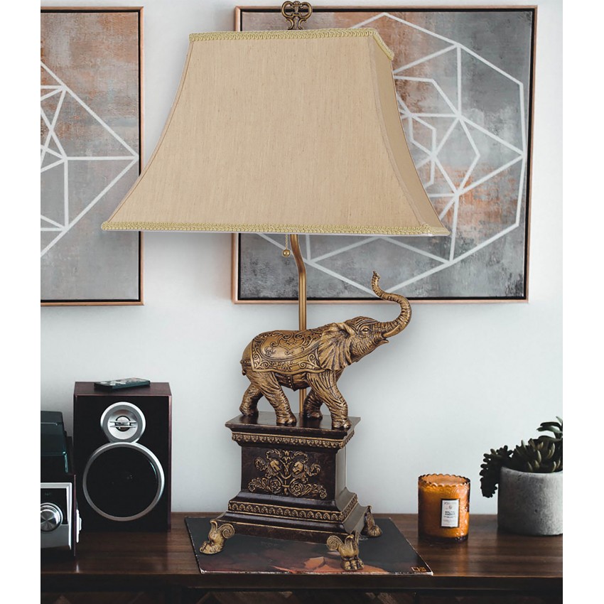 Elephant Table Lamp - Antique Gold