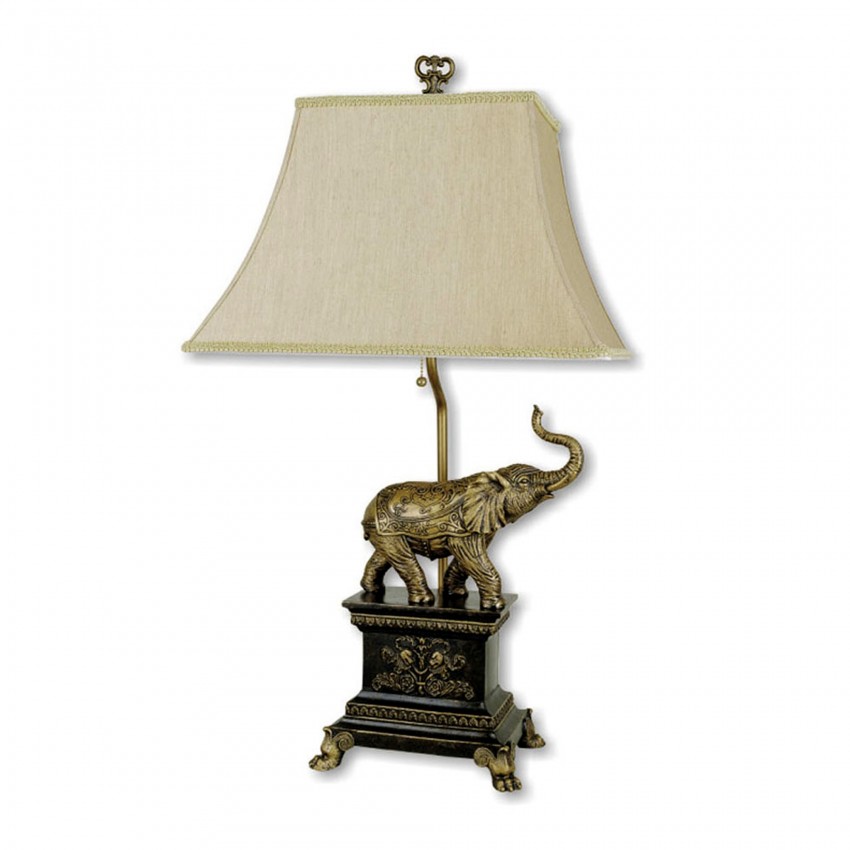 Elephant Table Lamp - Antique Gold