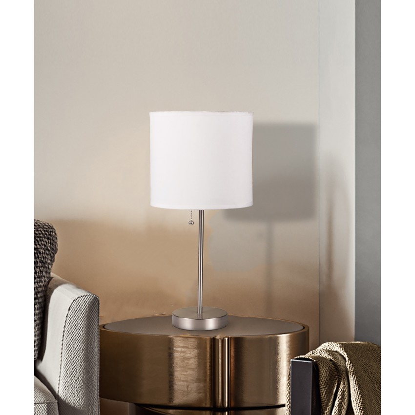 White Brush Steel Accent Table Lamp 19"
