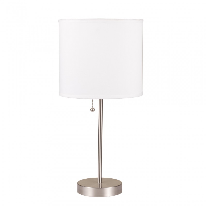 White Brush Steel Accent Table Lamp 19"