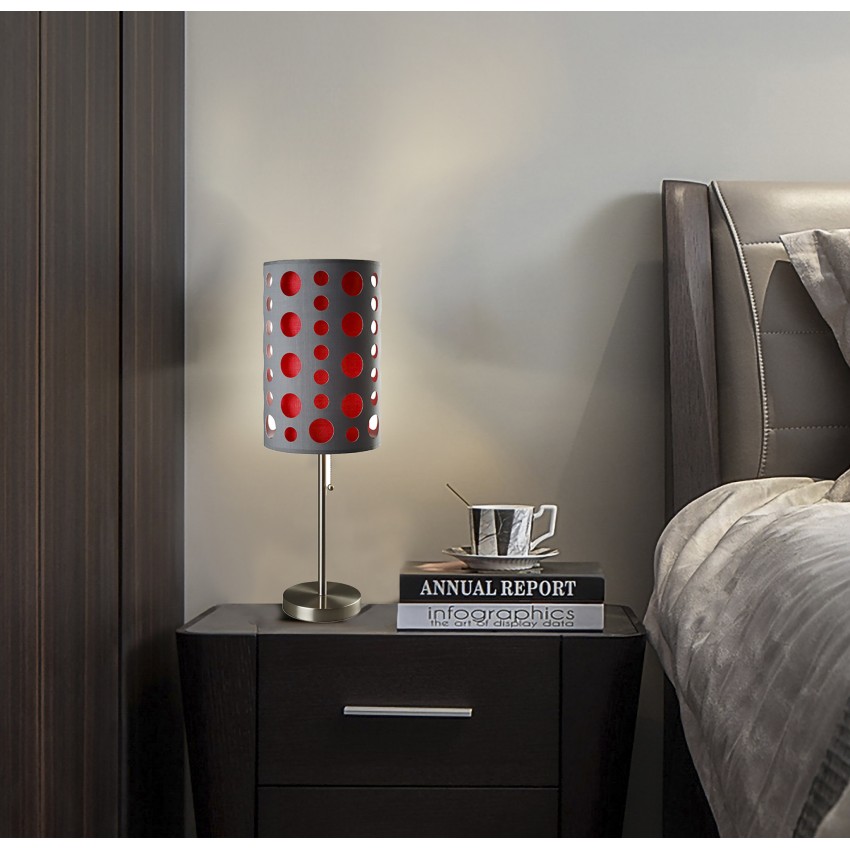 Modern Retro Grey-Red Table Lamp 30"