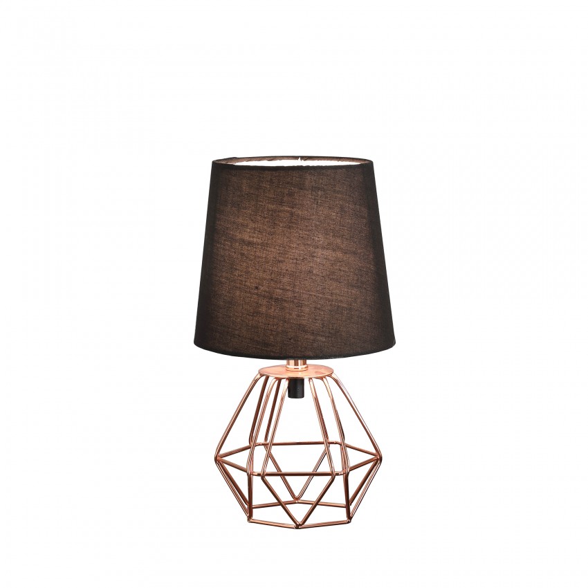 Wesley Geometric Copper Metal Wire Hexagon Table Lamp 11.25"