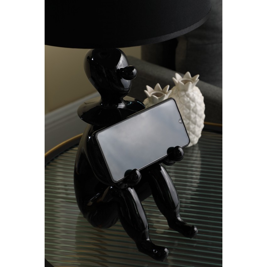 Black Modern Clown Phone Holder Resin Table Lamp 21.25"