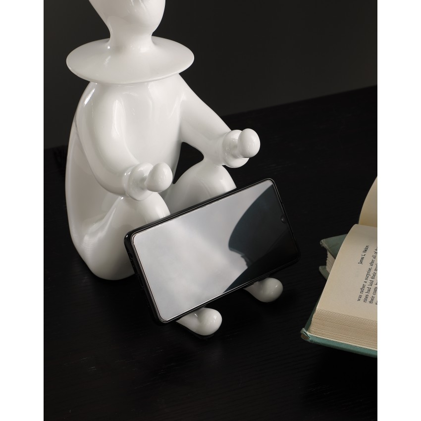 White Modern Clown Phone Holder Resin Table Lamp 21.25"