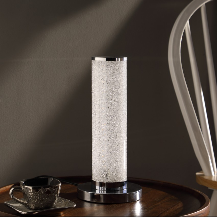 Led Illuminari White Crystal Sandrocks Column Table Lamp 13" Inch