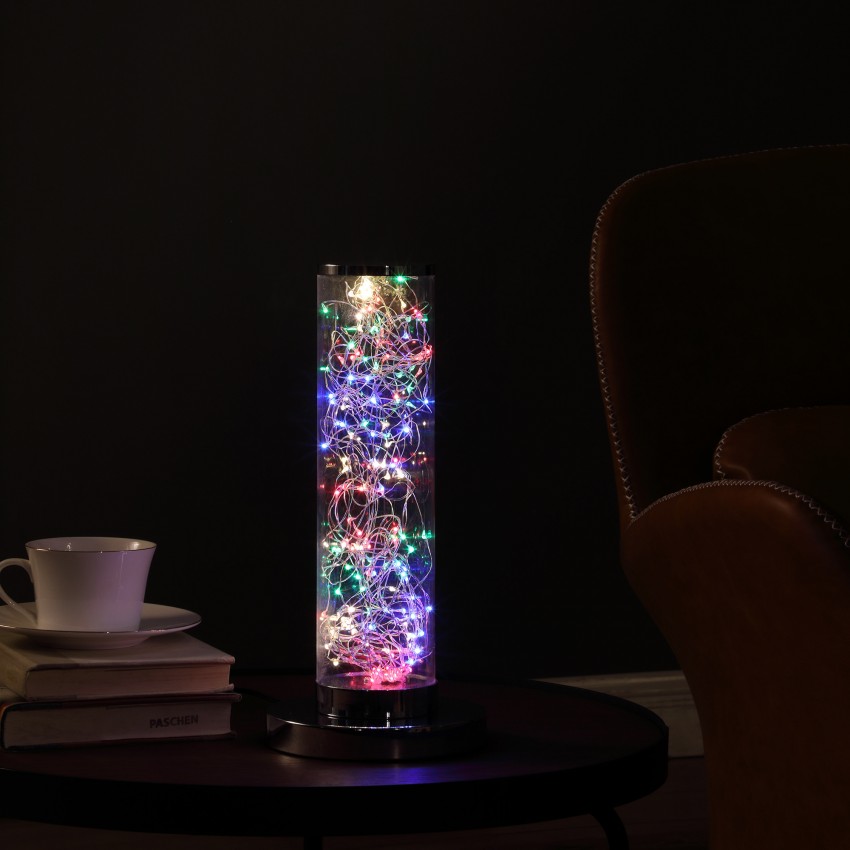 Exposed Multi-Colored Rope Led Namiri Column Table Lamp 13"