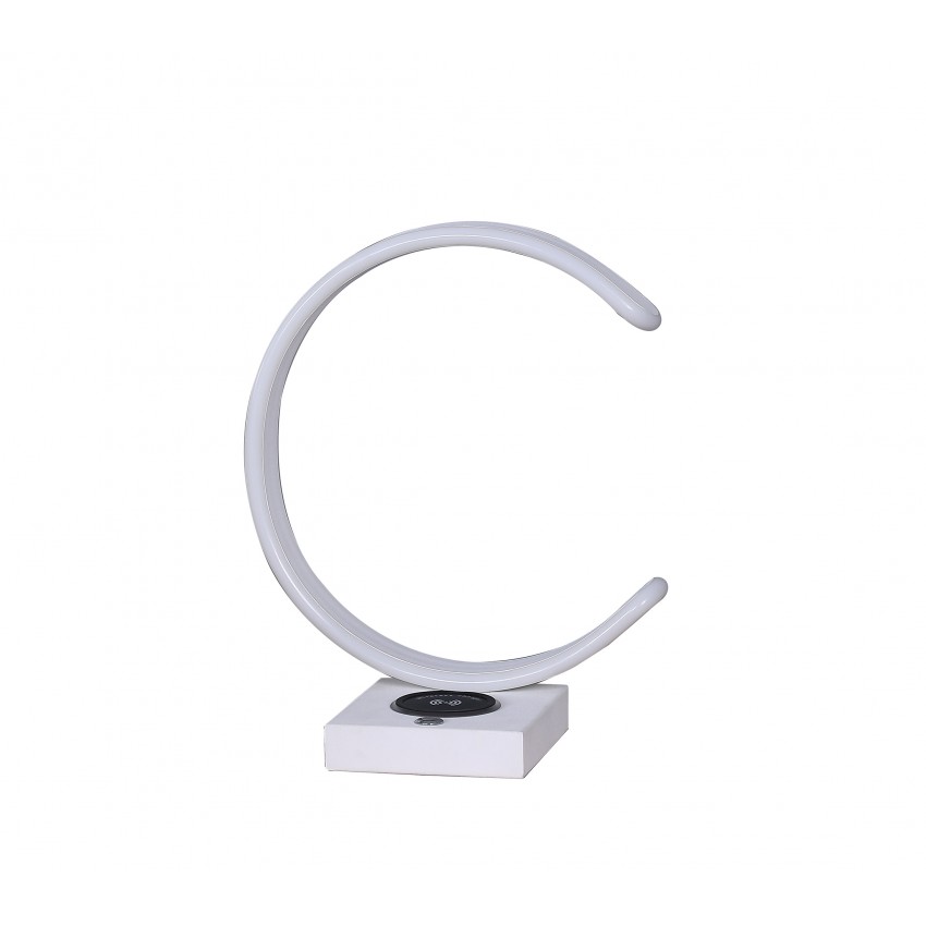 C Shape Led W/ Usb/Wireless Charger Port Table Lamp 13.5"