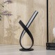Abstract Upright Ribbon Bow Led Black Metal Table Lamp 17"