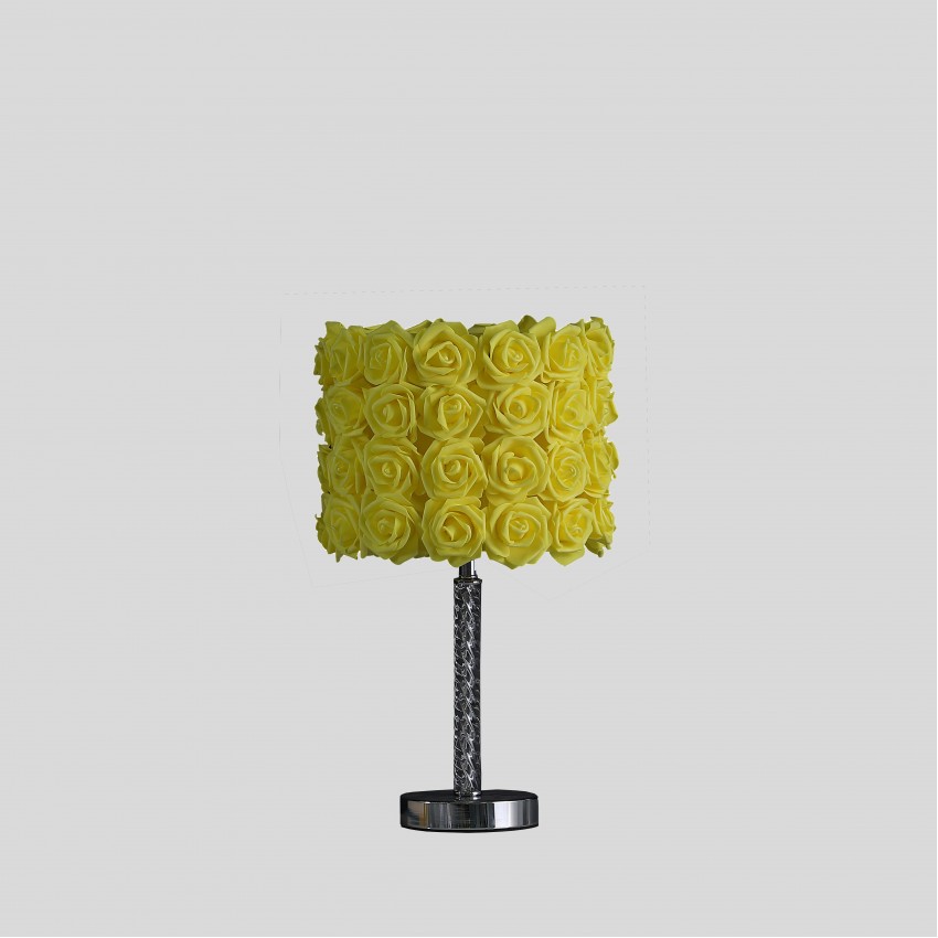 Yellow Roses In Bloom Acrylic/Metal Table Lamp 18.25"