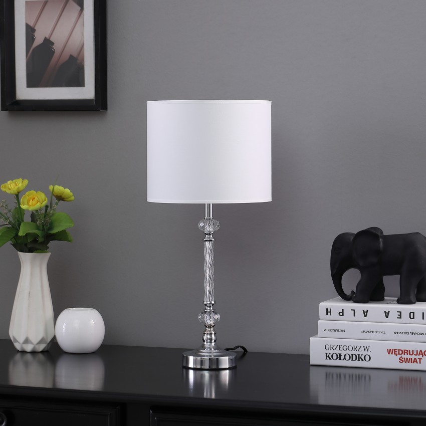 Audrey Twisted Crystal Modern Silver Table Lamp 19.25"