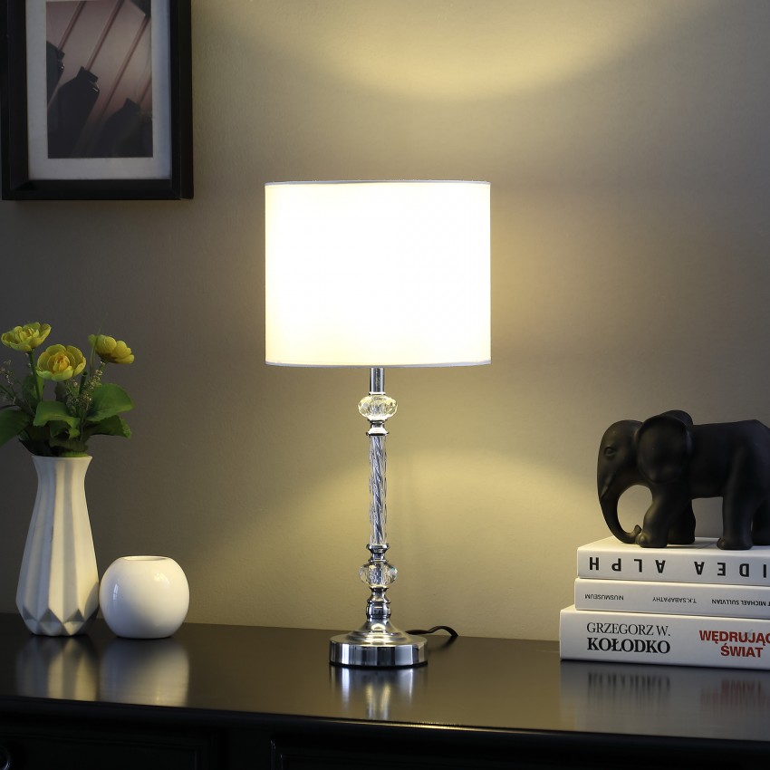 Audrey Twisted Crystal Modern Silver Table Lamp 19.25"