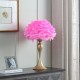 Hot Pink Feather Aquina Satin Gold Metal Contour Glam Table Lamp 18.25"